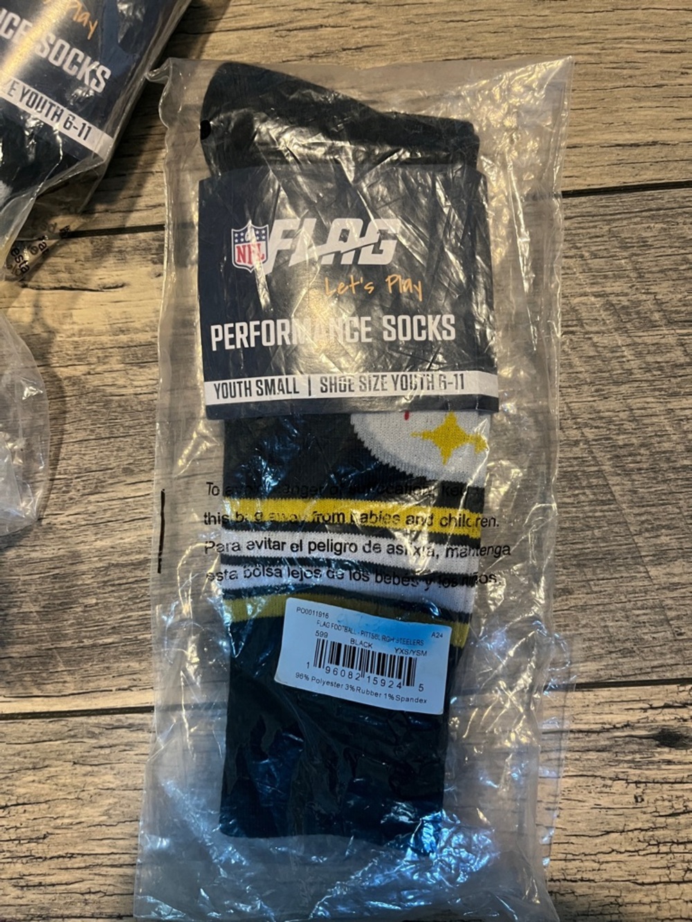 NFL Pittsburgh Steelers Performance Socks - Youth Small Black with Yellow Accent
